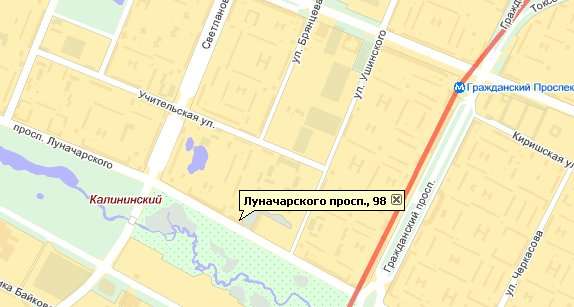Луначарского 205 карта